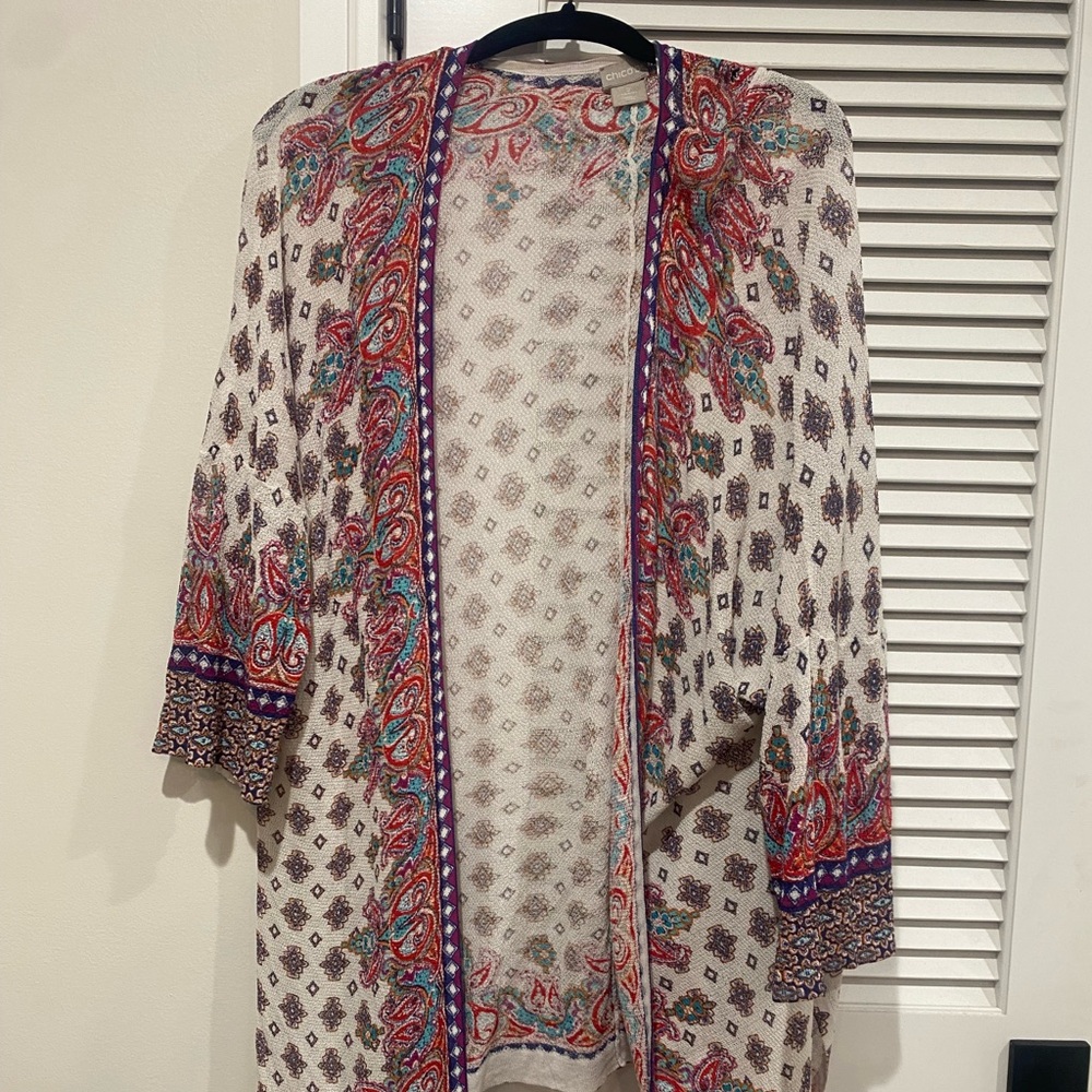 Chico's Multicolor Paisley Open Jacket